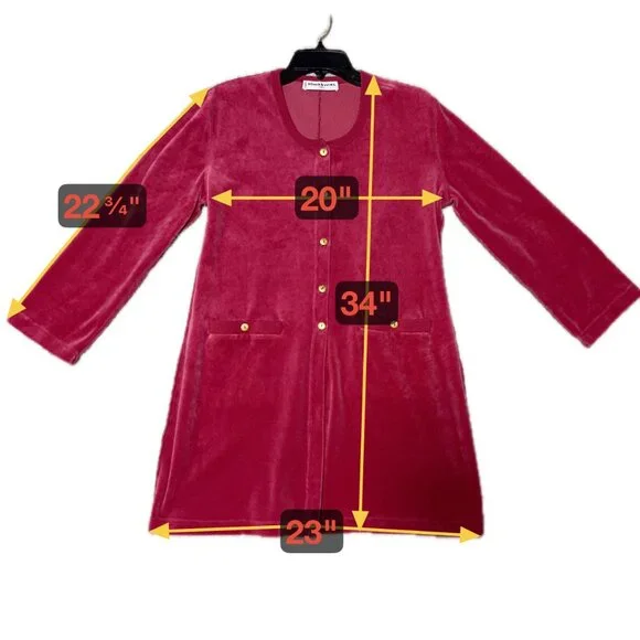 VINTAGE SONIA RYKIEL PARIS FRANCE WOMENs LIGHTWEIGHT VELOUR COVER UP JACKET COAT - Picture 2 of 6